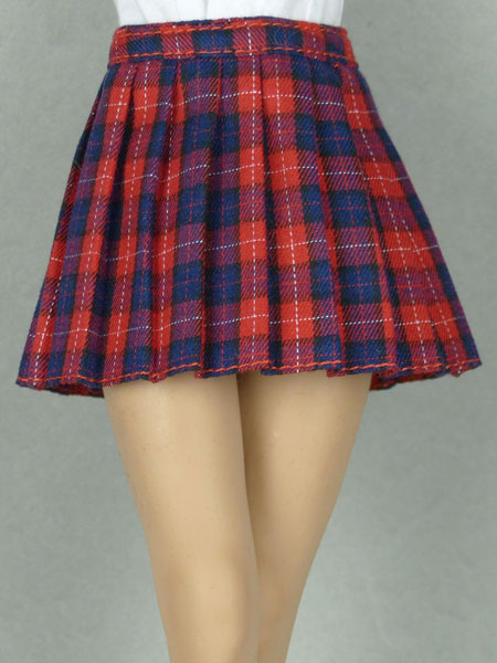 1/6 Scale Female Red Tartan Plaid Skirt